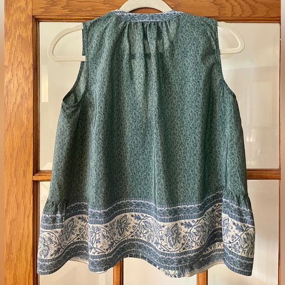 Sea New York Silk Sleeveless Paisley Turquoise Bohemian Blouse size 2 US - Picture 2 of 7